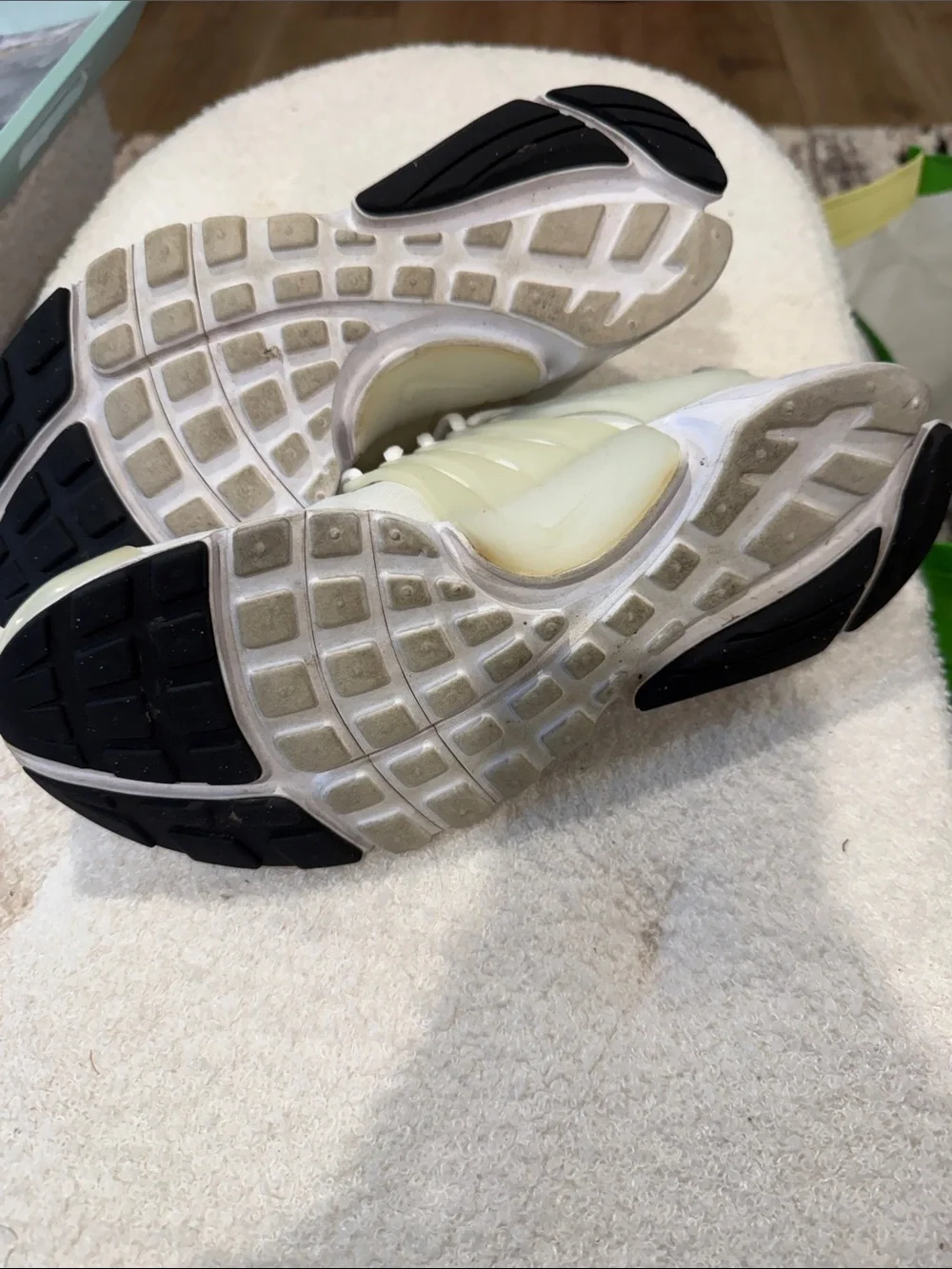 Nike kid’s White Sneakers with Neon Yellow Accents
